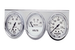 GAUGE CONSOLE, OILP/WTMP/VOLT, 2-5/8", 100 PSI/280 °F/16V, WHT DIAL, CHROME
